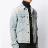 Fashion-Blue Denim Jacket Button Casual Jackor Fashion Ytterkläder Män Kvinnor Par Street Långärmad Singelbröst Jacka Hfhljk045