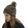 Chapeau tricoté avec Pom Pom coloré pour femme, chapeau chaud en laine, bonnet avec tête de mort, solide, casquette d'extérieur, hiver