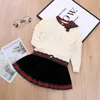 Kinderen trui outfits shirt rok gebreide draag babymeisjes kleren set pak voor meisjes herfst lente kinderen katoen 2 pc's kleding5304487