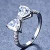 Heet verkoop zilver gevuld fonkelende vier-klauw paarse boog knoop stapelbare ring voor vrouwen micro pave cz Valentijnsdag geschenk sieraden