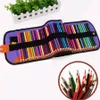 Groothandel 72 stks / set school potlood met opklapbare zwarte pen tassen studenten mix kleuren potlood met pouch tekening kunst potlood DH1198