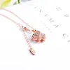 New fashion luxury designer rose gold plated copper diamond cute lovely little Elephant short choker pendant necklace for women