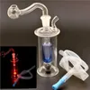 Led glass Bongs Unique Design Mini Glass Water Pipes Multicolor LED Light mini Recycler Oil Rig bong with Hose and glass oil burner pipe