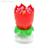 Groothandel-1pc Romantische Musical Lotus Flower Roterende Happy Birthday Party Gift Can Sing the Birthday Song Candle Lights ~ GS627-GS6301PC