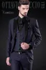 New Latest Design One Button Navy Blue Groom Tuxedos Groomsmen Best Man Suits Mens Wedding Blazer Suits (Jacket+Pants+Vest+Tie) 1182