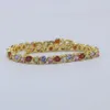 Bracciale da polso multicolore pavimentato con zirconi a taglio rotondo Catena da polso in oro giallo 18 carati Moda femminile da donna di lusso Briallant Bracciale regalo