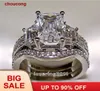 Choucong Princesse Coupe 5ct Pierre 5a Zircon Pierre 10kt Or Blanc Rempli 3-en-1 Bague De Fiançailles De Mariage Ensemble Taille 5-11 Cadeau J190716