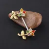 Piercing de mamelon Cartilage, bijoux de corps en acier inoxydable, double fleur, anneaux de bouclier de mamelon pour femmes et filles, vente en gros