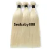 14INCH-24INCH BRAZILIAN VIRGE REMY HAIR FÄRG 613 Hårvävning Straight Real Human Hiar Extension Machine Dounle Weft