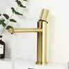 Bathroom Basin Faucet Knurling Handle Deck Mounted Hot Cold Water Mixer Bathroom Rose Gold Brass Tap