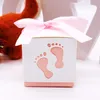 10 sztuk Baby Shower Baby Foot Candy Box Laser Wycinanka Prysznic Favor Prezent Cukierki Pudełko Pudełka Dla Chłopiec Girl Birthday Party