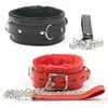 3 Color Leather Soft Plush Bondage Choker Collar Metal Chain Sex Adults Bdsm sex A764