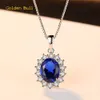 2018 Nuovo S925 Collana in argento puro Kashmir Velvet Blue Ciondolo Princess Diana Gem Collana Ciondolo in argento sterling 925 per donna