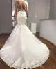 2020 Sheer Neck Mermaid Wedding Dresses Illusion Bodice Sexig Back Lace Appliced ​​Custom Made Wedding Gown Plus Size Vestido de nov199w