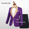 Gwenhwyfar Mintgrün Slim Fit Hochzeit Bräutigam Smoking für Sänger Prom Mann Anzug Gold Revers 2 Stück Jacke Hose Männer Bühnenkleidung