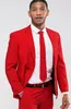 Slim Fit Red Men Wedding Tuxedos Notch Lapel Two Button Groom Tuxedos Popularne Dress Men Business Dinner / Darty Suit (Jacket + Spodnie + krawat) 312