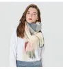 Partihandel-Women's Fall Winter Scarf Classic Tassel Plaid Scarf Warm Soft Chunky Stor Blanket Wrap Sjal Scarves