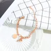 Danity Roségoldenes Scheiben- und Kürbis-Charm-Armband aus Edelstahl. Kostenlose Lasergravur