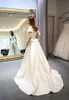 Plus Size Satin Wedding Dresses with Off Shoulder Bridal Gowns Pant Suit Two Pieces A Line Long Train Vestidos De Fiesta5214855