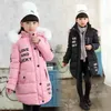 Meninas inverno jaqueta quente 3-15t Crianças Longo estilo hoodies hoodies crianças algodão manga comprida casaco adolescente espessura casual roupas