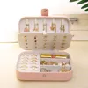 PU Leather Jewelry Box Portable Travel Jewelry Organizer Case Storage Case Roons Double Lays Rings Necklace Packagin344c