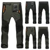 Men's Warm Winter Pants Men Fleece Lining Cargo Pants Mens Waterproof Trousers Male Stretch Casual Work Trousers 2019