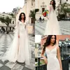 Eleganta sjöjungfru bröllopsklänningar med wrap spets applique spaghetti sopa tåg strand bröllopsklänning skräddarsydda Böhmen Robes de Mariée