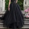 Black Lace Gothic Trouwjurken V-hals Lace Top Fancy Tulle Rok A Line Sweep Train Vintage 2020 Nieuwe Bruidsjurken Customize236l