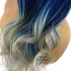 Parrucche piene di capelli umani in pizzo Pre pizzicate Capelli remy brasiliani Blu e bianco stile porcellana onda naturale Parrucca anteriore in pizzo per capelli umani3333399