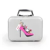 Designer-Professional Makeup Bag With High Heel Pattern Portable Cartoon Make up Case Leather Beauty Case Trunk Hand Held Coametic Bag