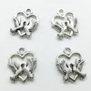 100st / Lot Dove Heart Tibet Silver Charms Pendants Smycken DIY för halsband Armband Örhängen Retrostil 19 * 15mm