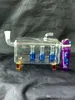 Tube horizontal transparent trois accessoires de bongs en verre de narguilé ﾠ, Pipes à fumer en verre colorées mini multicolores Pipes à main Meilleure cuillère gl