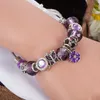 Bracelet pendentif trèfle de tempérament pour bijoux plaqué argent avec boîte de luxe designer bricolage bracelet pendentif en perles violettes2688422