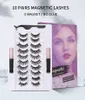 Magnetic Eyelashes Eyes Eyeliner Eyelash Curler Set 10pcs Magnetic False Eyelashes With Magnetic Eyeliner Set J175