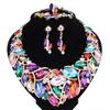 Necklace 10Color Luxury Multicolor Colour Crystal Necklace Earrings Jewelry Sets Party Wedding Accessories Indian Bridal Costume Jewellery