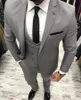 Новый Серый Жених Смокинги Нотч Отворот Slim Fit Groomsman Свадебный Костюм 3 Шт. Популярная Мужская Деловая Куртка Пиджак (Куртка + Брюки + Галстук + Жилет) 65