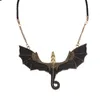 Punk Retro Gothic Jewelry Antique Black Gold Dragon Pendant Necklace Vintage Pterosaur Charm Necklace Women Man Gift Drop Ship1