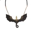 Punk Retro Gothic Jewelry Antique Black Gold Dragon Pendant Necklace Vintage Pterosaur Charm Necklace Women Man Gift Drop Ship1209E