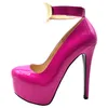 Rontic Women Platform Glänsande pumpar Stiletto High Heels Pumpar Rund Toe Fuchsia Royal Blue Green Party Shoes Women US Size 4-10.5