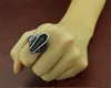 Retro Antika gamla herrringar Hot Style Titanium Rostfritt stål Black Men Biker Hip Hop Portrait Punk Ring