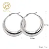 Zhijia rostfritt stål smycken örhänge tjock avslappnad enkel rund liten silverhoppörhängen för kvinnor 222p