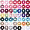 Mjukt chiffong sammet satin hår scrunchie blommig grepp slinga hållare stretchy hårband leopard kvinnor hår tillbehör 50pcs