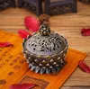Alloy Hollow Cover Aromatherapy Furnace Lotus Shaped Incense Burners Double Dragon Ear Treasures Fill The Home Censers