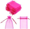 Gratis schip 100 stks 4 "x 6" (10 * 15cm) 20 kleuren pure trekkoord organza sieraden pouches bruiloft feest kerstfavor gift bags