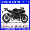 Injeção Bodys Para YAMAHA YZF-1000 YZFR1 2015 2016 2017 243HM.27 YZF R 1 1000 YZF-R1 YZF1000 YZF R1 quadro Preto liso 15 16 17 kit Carenagem