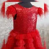 Schattige Bloem Meisjes Jurken Rood Tiered Party Peuter Pageant Baby Verjaardag Jurken Kids First Communion Jurk