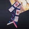 2018 new European and American fashion playing cards small silk scarf tied bag handle small ribbon scarf ladies small scarves RU85A