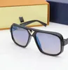 La última moda popular de venta para hombres / mujeres gafas de sol de diseñador placa cuadrada marco de combinación de metal de alta calidad anti-UV400 con caja