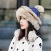 Fashion-new women's hat winter beanie knitted hat Angola Rabbit fur Bonnet girl 's hat faale cap with fur pom pom
