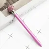 Moda Duży Kryształ Okrągły Ball Piłka Długopisy Szkolne Biuro Ślubne Metal Pen Student Papeteria